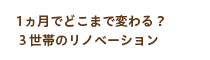 1ヵ月でどこまで変わる？３世帯のリノベーション